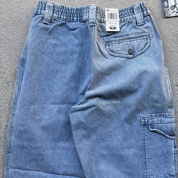 Deadstock 90s Dockers Jeans Mens 28x30 Pleated Denim Levis Cargo Tapered Vintage - Picture 7 of 13